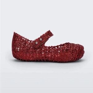 Mini Melissa Campana Zig Zag Mary Jane Flats in Red - Size 8T